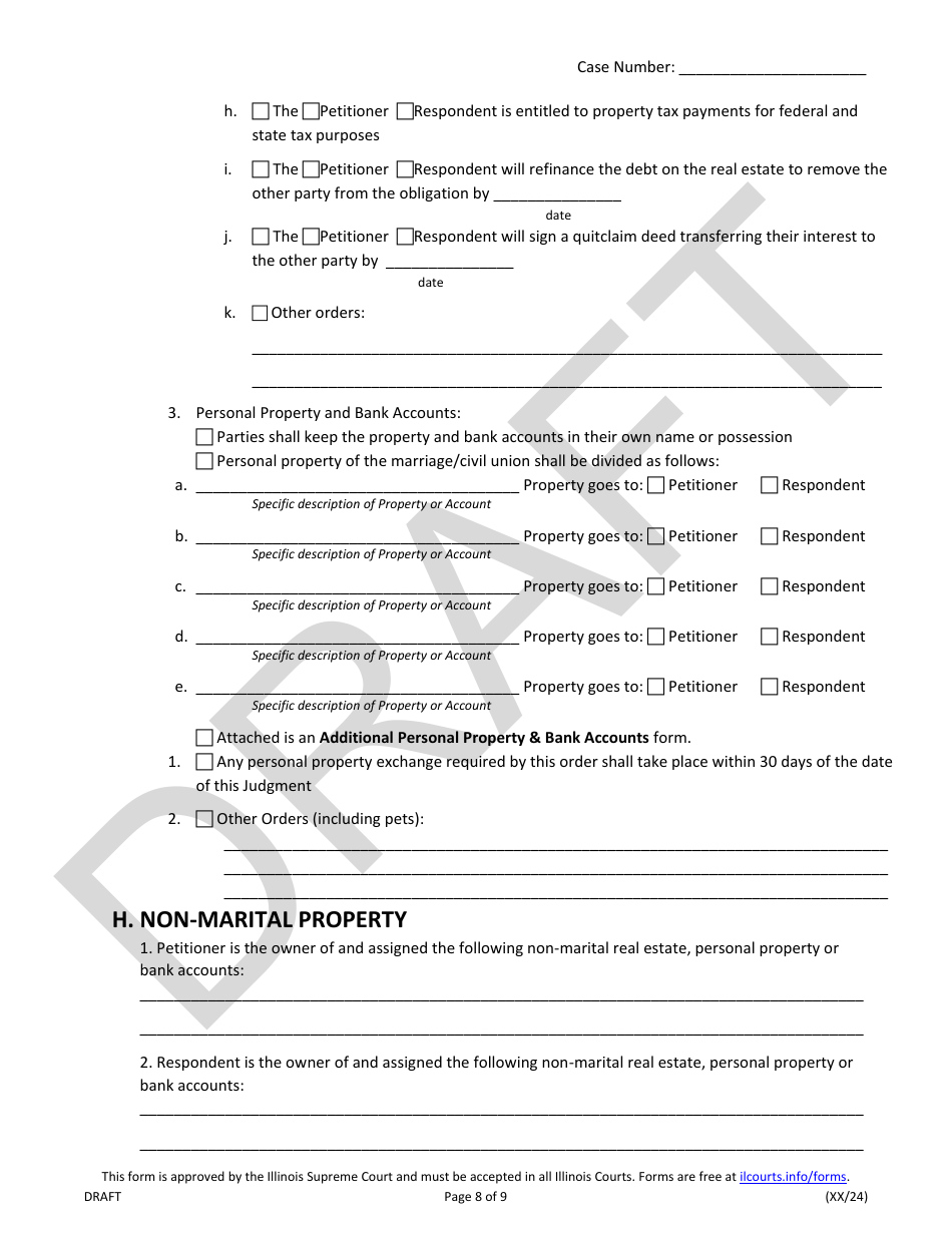 Judgment of Dissolution of Marriage / Civil Union (Divorce With Children) - Draft - Illinois, Page 8