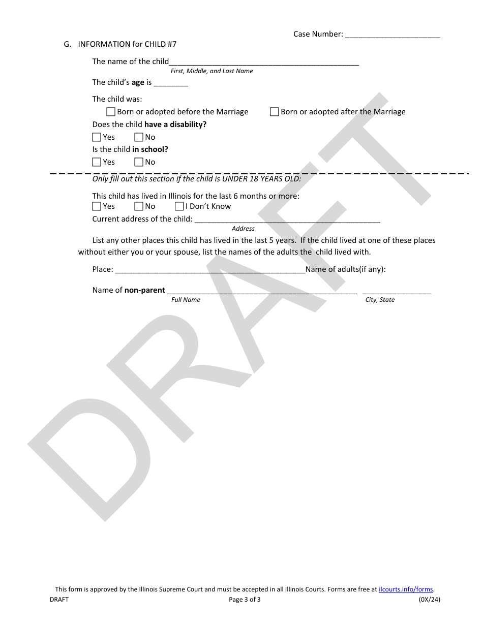 Additional Children Information (Dissolution of Marriage / Civil Union) - Draft - Illinois, Page 3