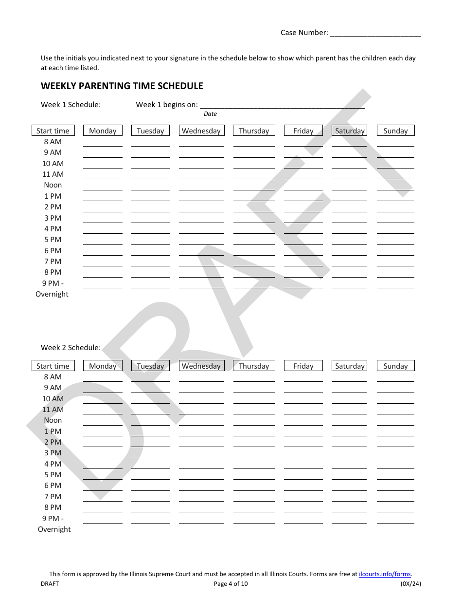 Parenting Plan - Draft - Illinois, Page 4