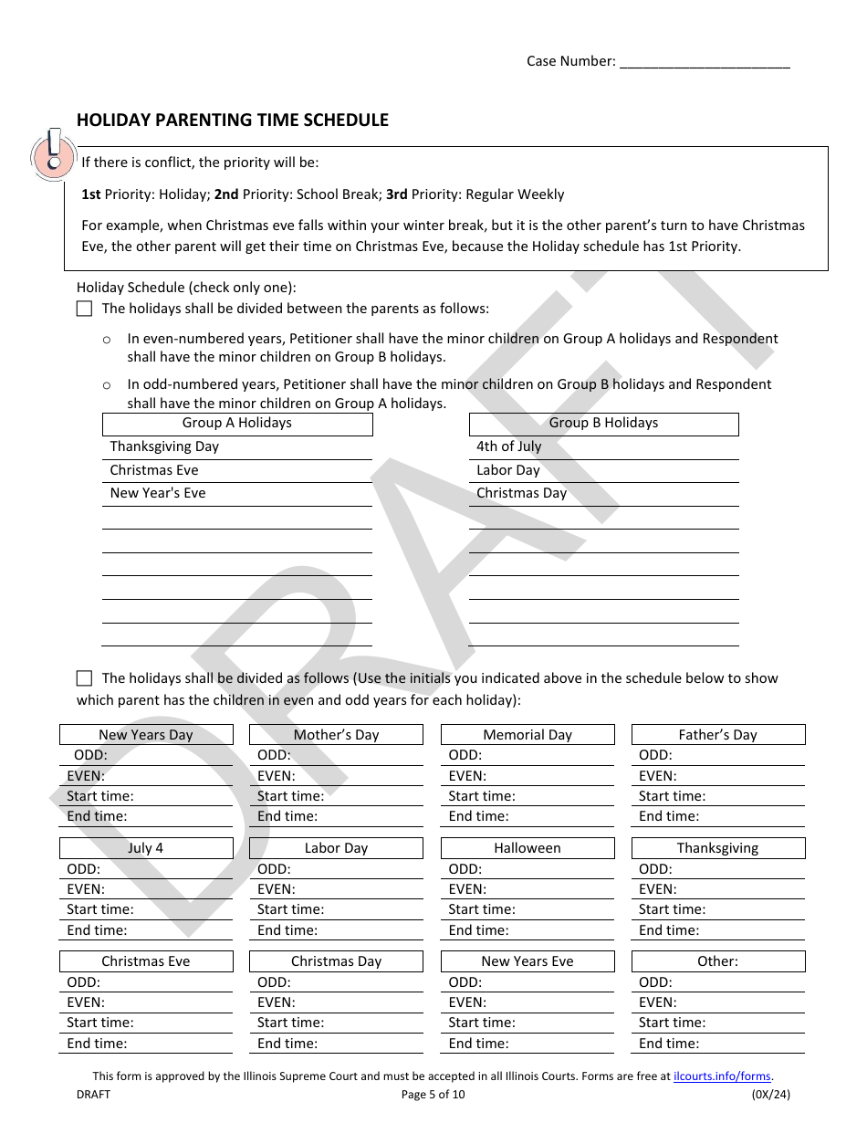 Parenting Plan - Draft - Illinois, Page 5