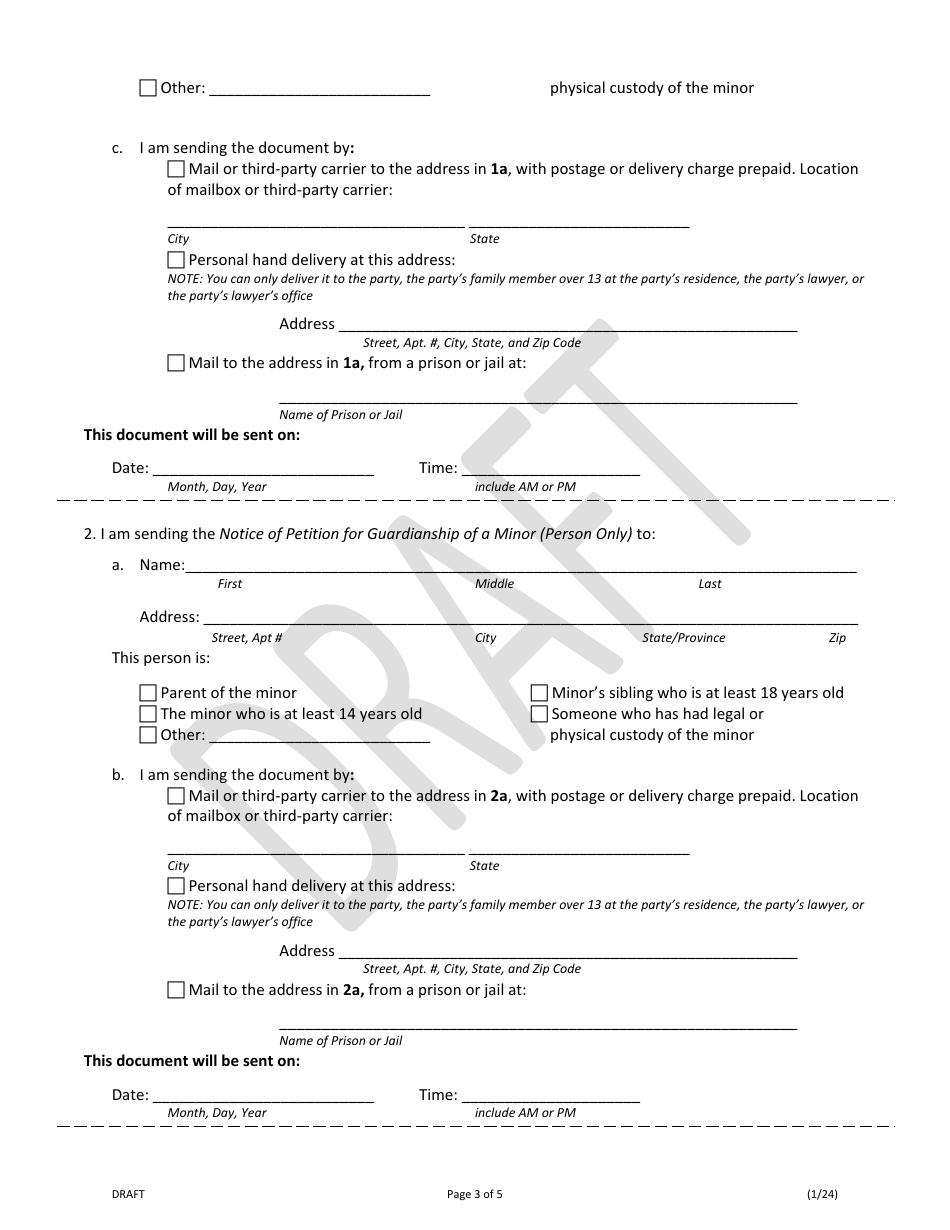 Notice of Hearing on Petition for Guardianship of a Minor (Person Only) - Draft - Illinois, Page 3
