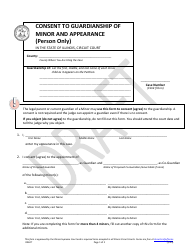 Consent to Guardianship of Minor and Appearance (Person Only) - Draft - Illinois