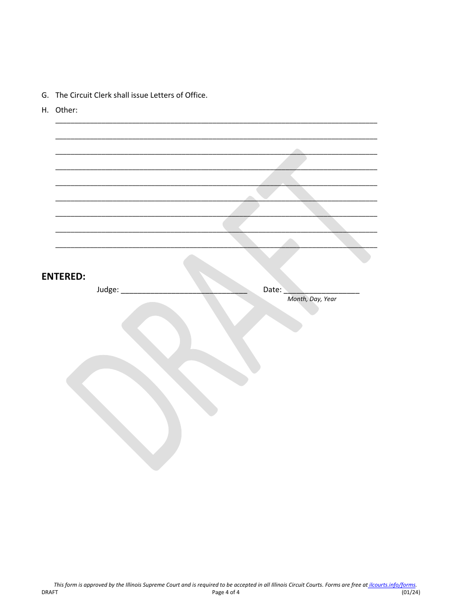 Order Appointing Plenary Guardian of Minor (Person Only) - Draft - Illinois, Page 4