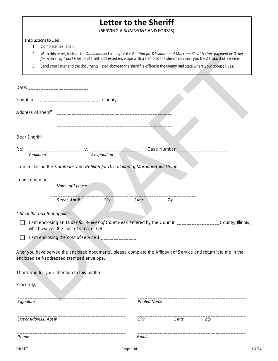 Illinois Letter to the Sheriff - Draft - Fill Out, Sign Online and ...