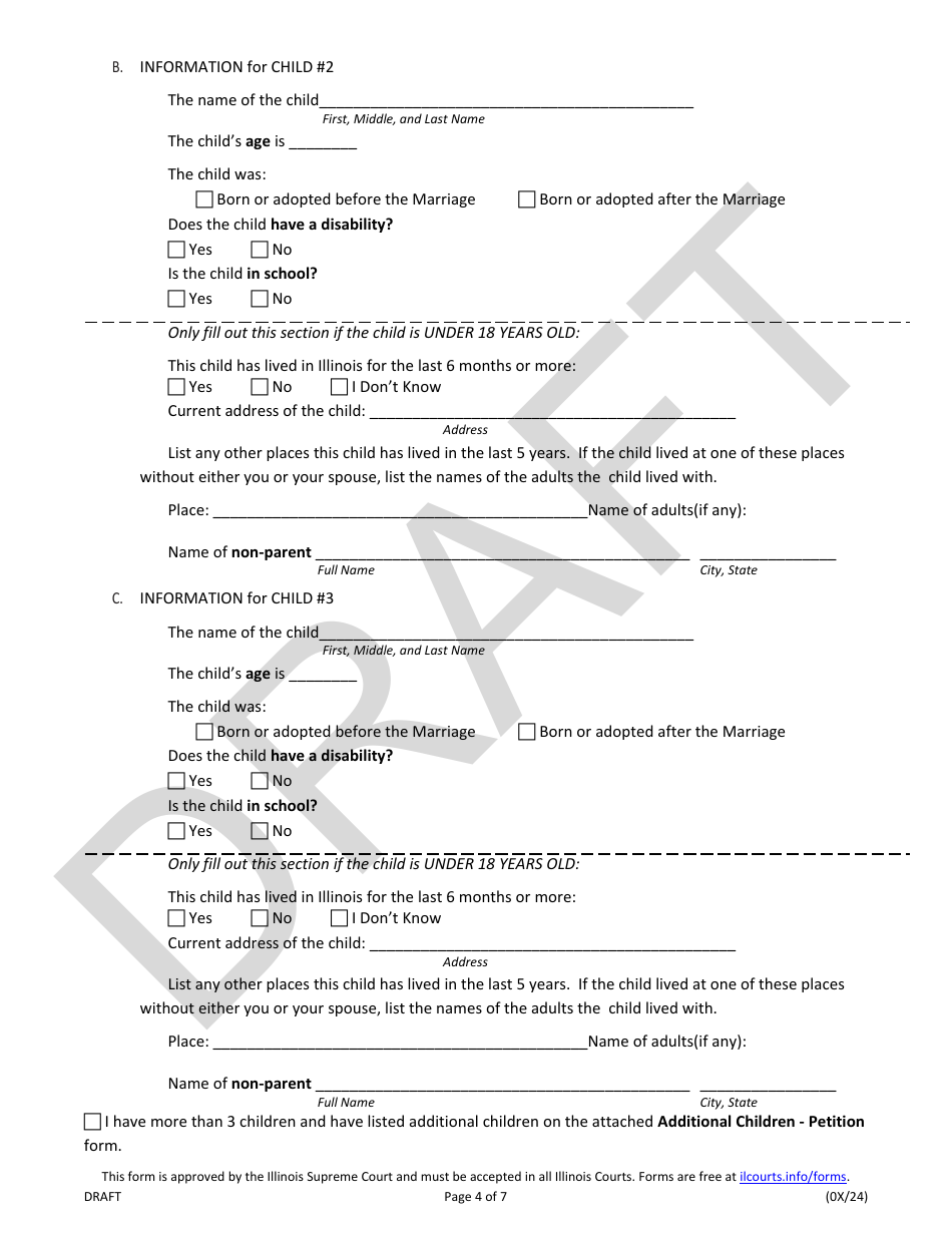 Petition for Divorce With Children - Draft - Illinois, Page 4
