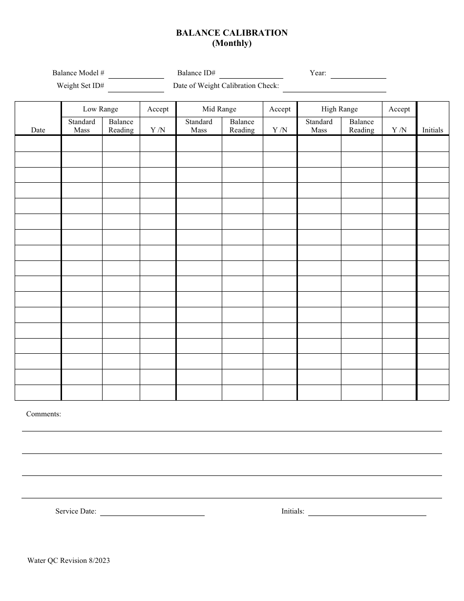 Illinois Balance Calibration (Monthly) - Fill Out, Sign Online and ...