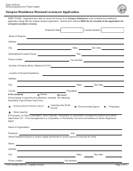 Form 445103 Hospice Residence Renewal Licensure Application - Illinois