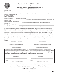 Document preview: Formulario VR810.1 Certificacion De Familia Sustituta Declaracion Del Medico - Illinois (Spanish)