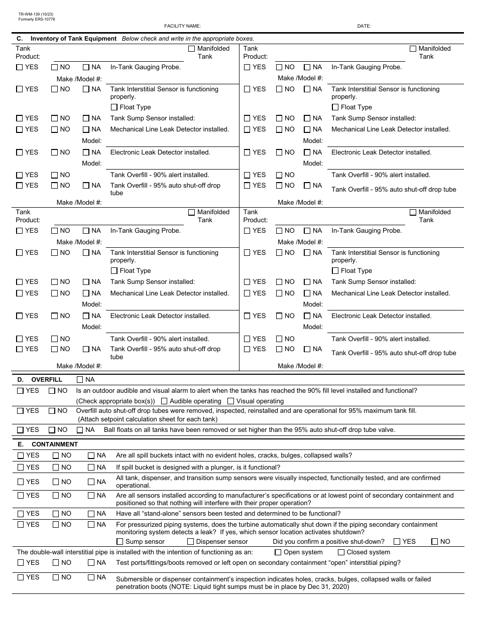 Form TR-WM-139 Underground Tank System Functionality Verification - Wisconsin, Page 2