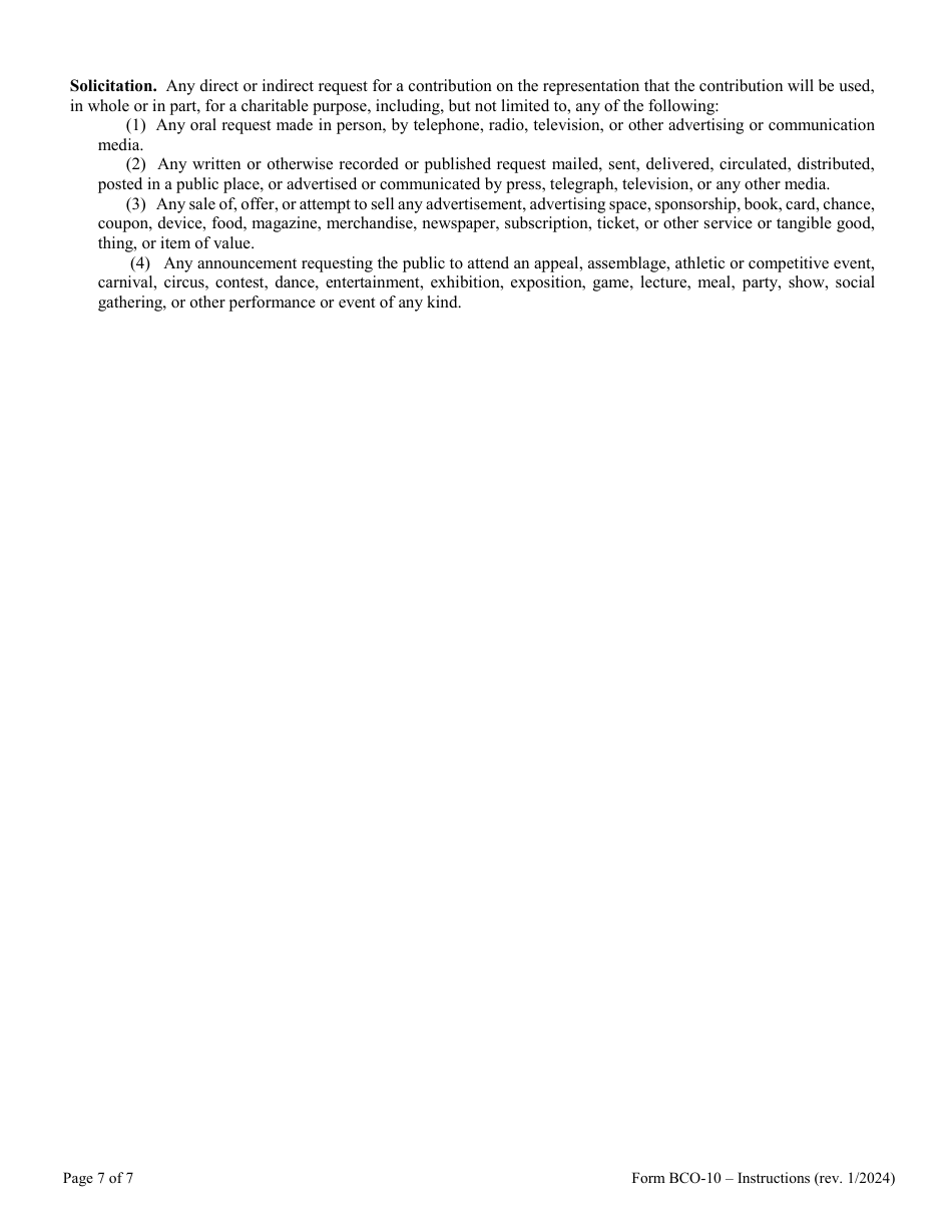 Instructions for Form BCO-10 Charitable Organization Registration Statement - Pennsylvania, Page 7