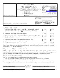Document preview: Resident No Income Return - City of Blue Ash, Ohio, 2023