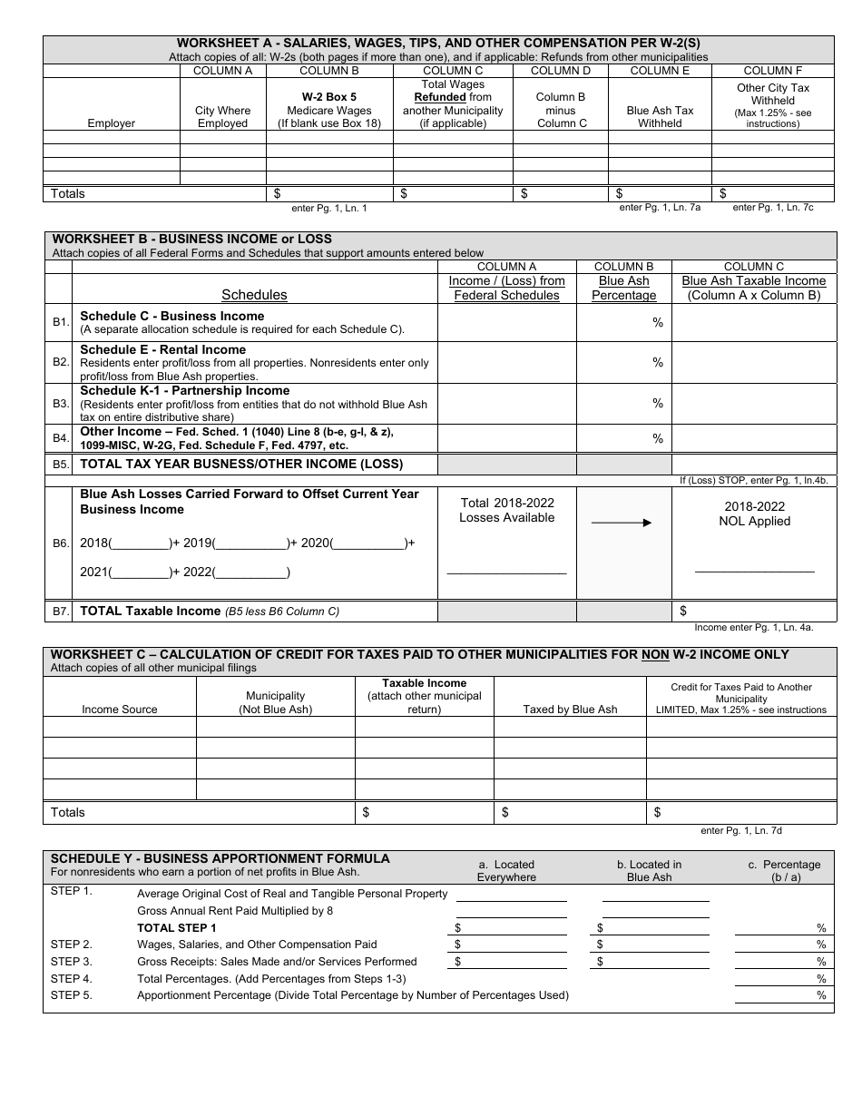Individual Tax Return - City of Blue Ash, Ohio, Page 2