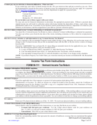 Instructions for Form IN-111 Vermont Income Tax Return - Vermont, Page 5