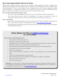 Instructions for Form RCC-146 Vermont Renter Credit Claim - Vermont