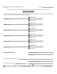 Form MC502 Notice of Filing of Transcript and Affidavit of Mailing - Michigan, Page 3