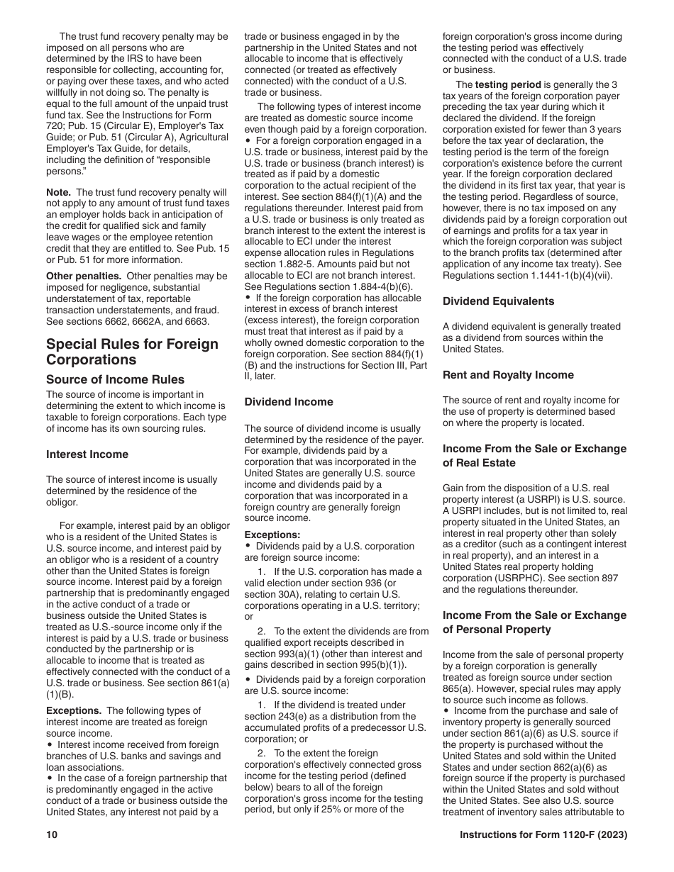 Instructions for IRS Form 1120-F U.S. Income Tax Return of a Foreign Corporation, Page 10