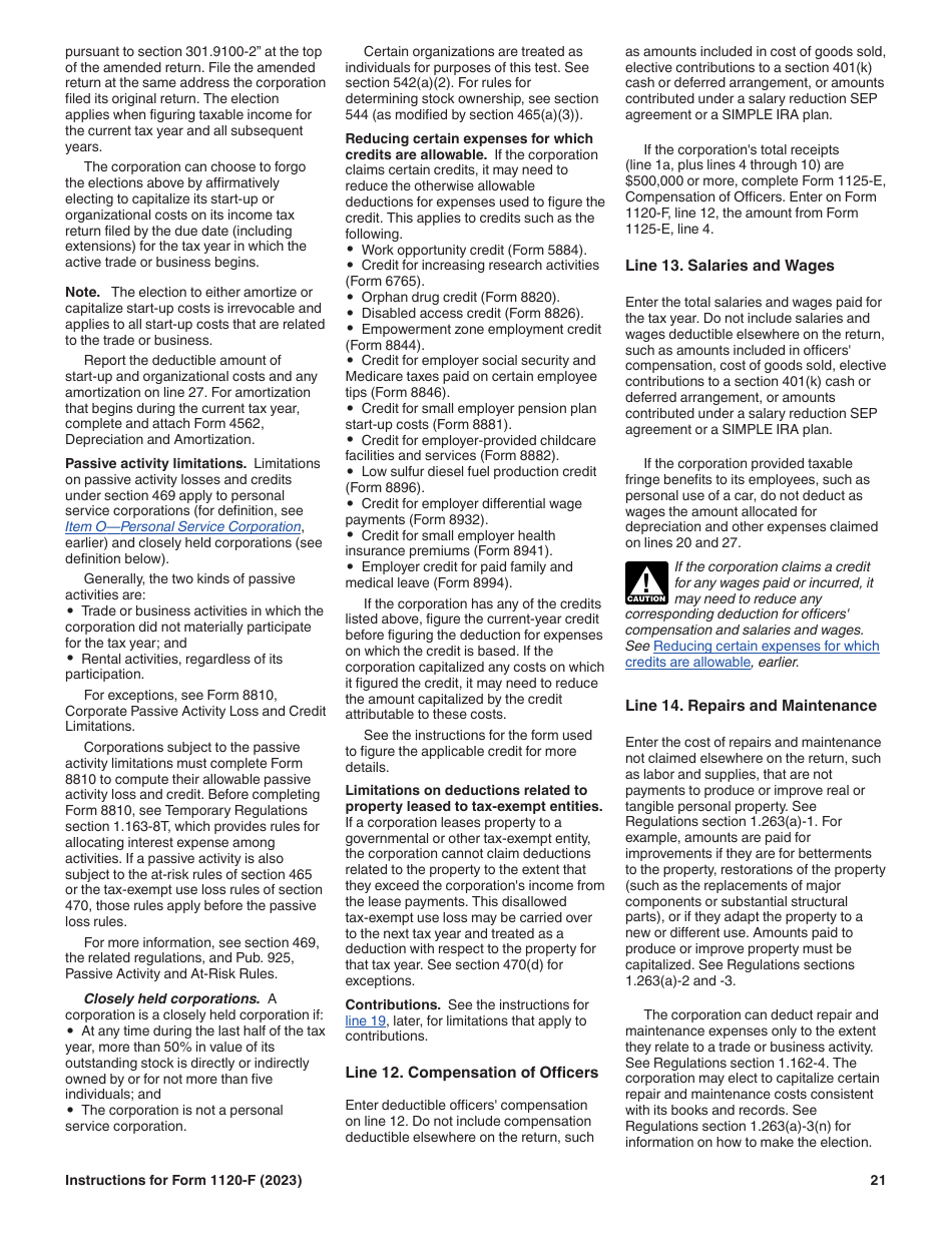 Instructions for IRS Form 1120-F U.S. Income Tax Return of a Foreign Corporation, Page 21