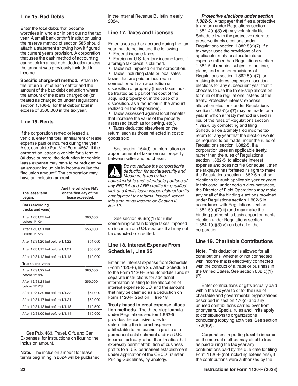 Instructions for IRS Form 1120-F U.S. Income Tax Return of a Foreign Corporation, Page 22