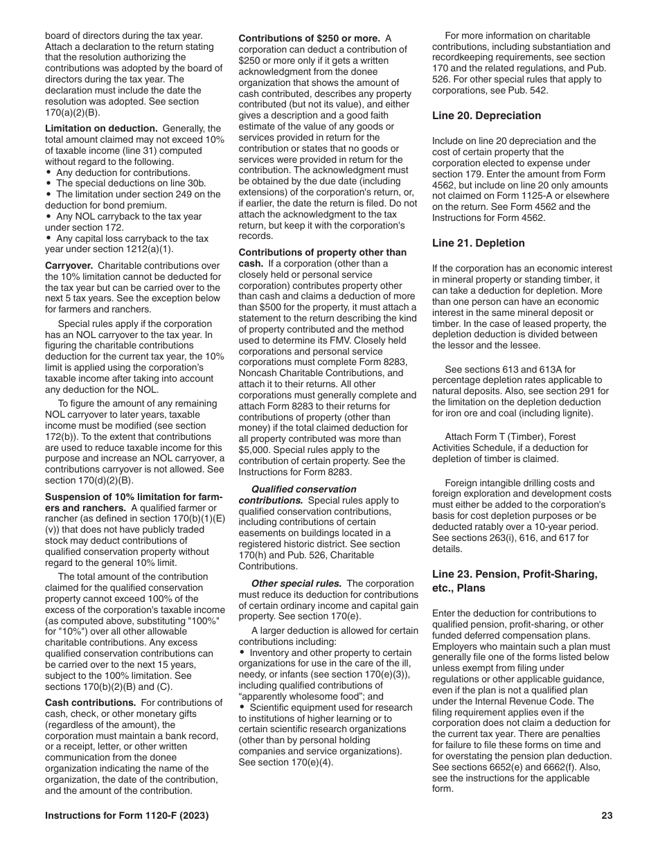 Instructions for IRS Form 1120-F U.S. Income Tax Return of a Foreign Corporation, Page 23