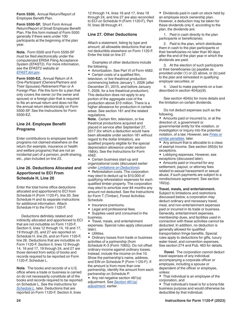 Instructions for IRS Form 1120-F U.S. Income Tax Return of a Foreign Corporation, Page 24