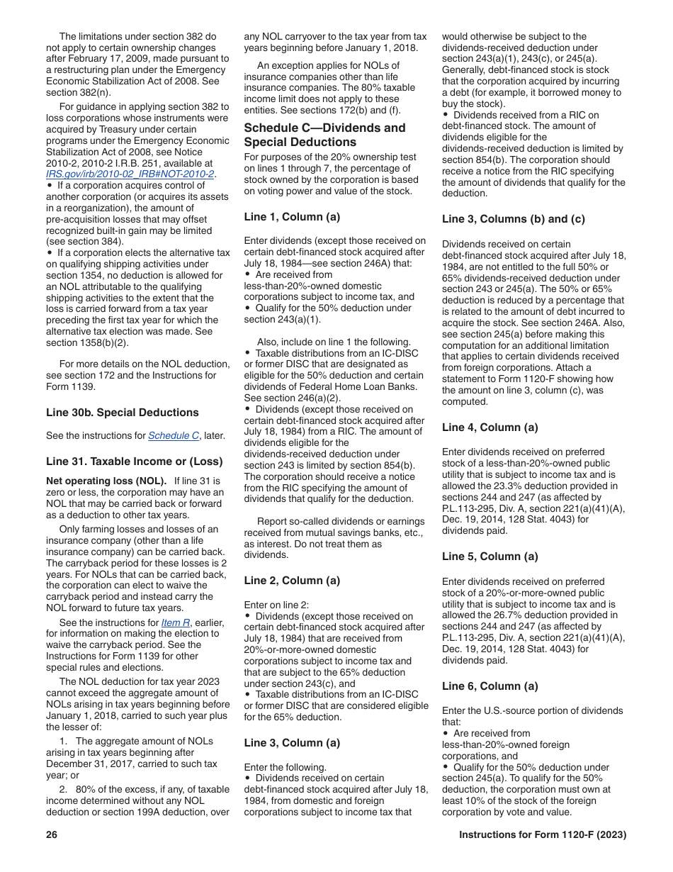Instructions for IRS Form 1120-F U.S. Income Tax Return of a Foreign Corporation, Page 26