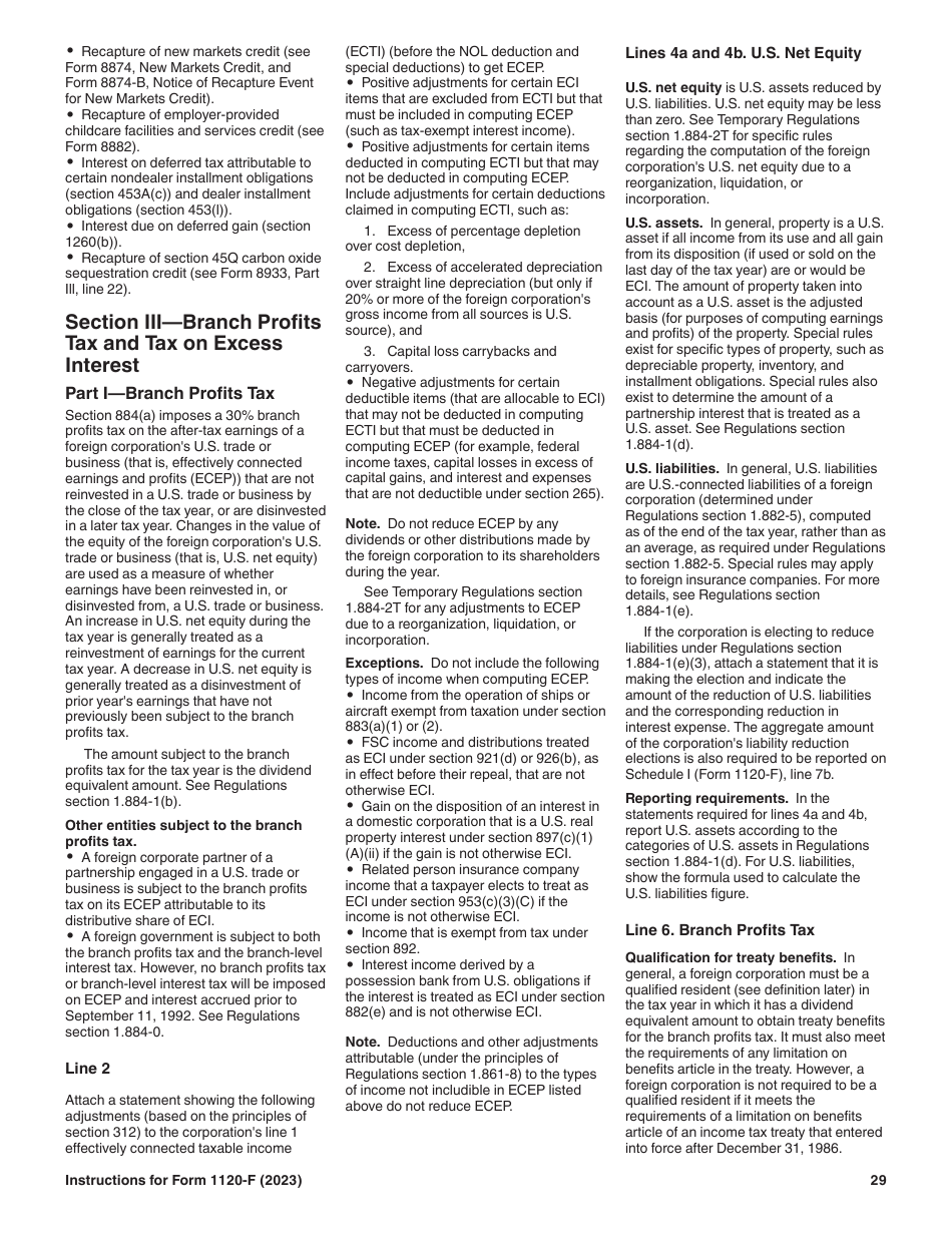 Instructions for IRS Form 1120-F U.S. Income Tax Return of a Foreign Corporation, Page 29