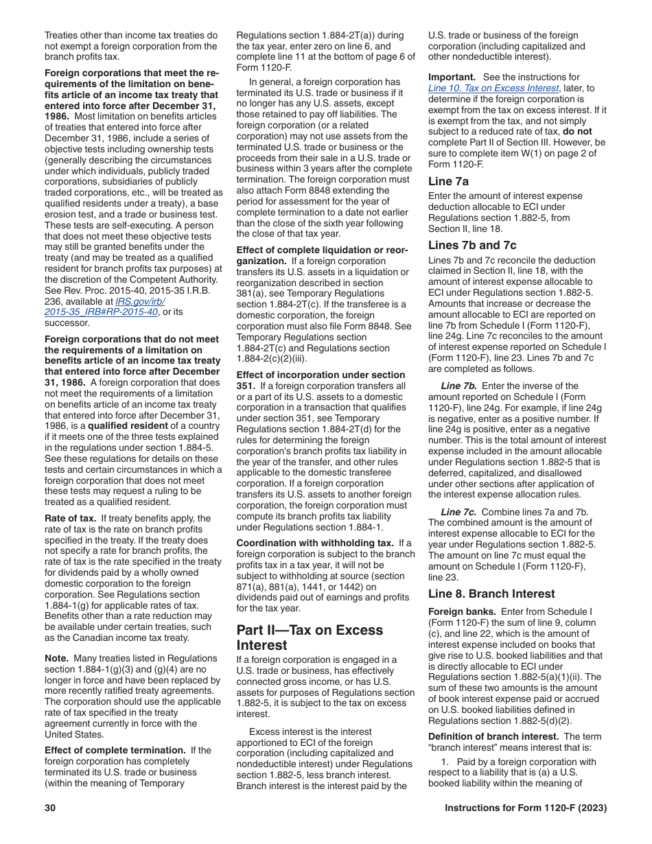 Instructions for IRS Form 1120-F U.S. Income Tax Return of a Foreign Corporation, Page 30