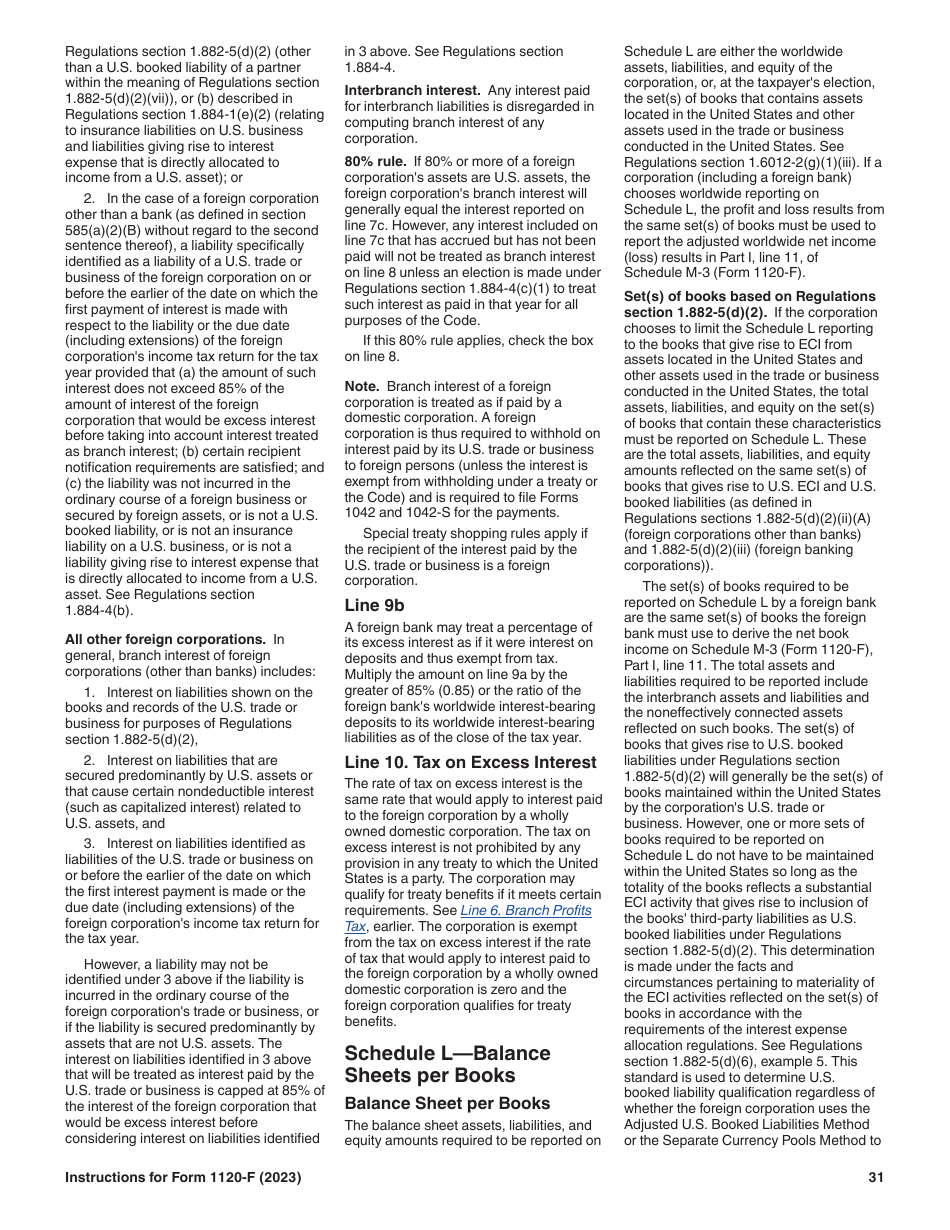 Instructions for IRS Form 1120-F U.S. Income Tax Return of a Foreign Corporation, Page 31