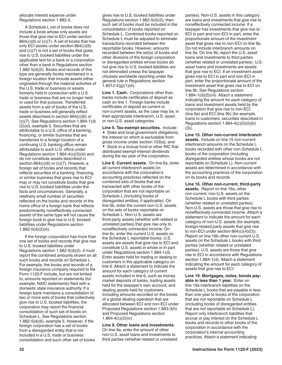 Instructions for IRS Form 1120-F U.S. Income Tax Return of a Foreign Corporation, Page 32
