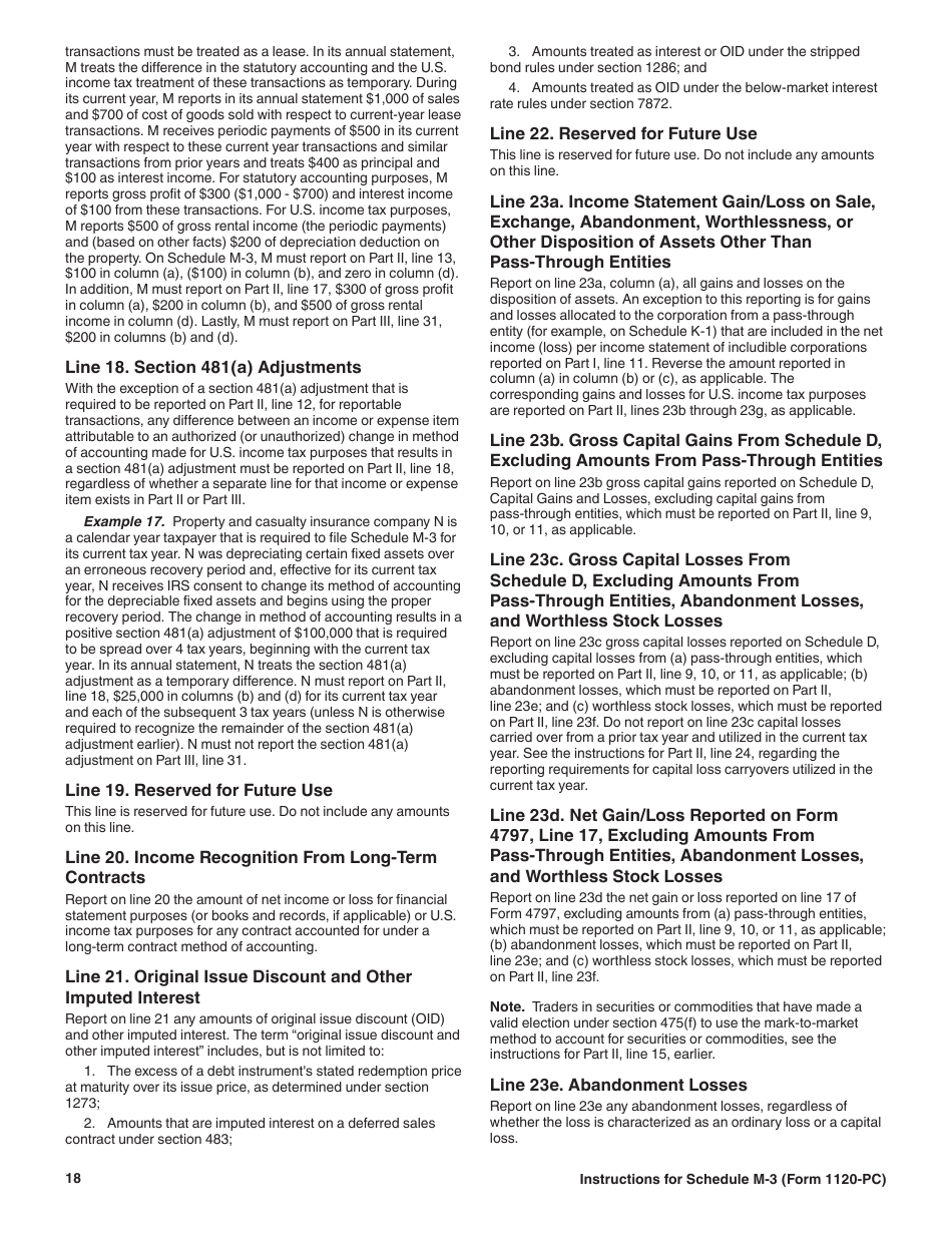 Instructions for IRS Form 1120-PC Schedule M-3 Net Income (Loss) Reconciliation for U.S. Property and Casualty Insurance Companies With Total Assets of $10 Million or More, Page 18