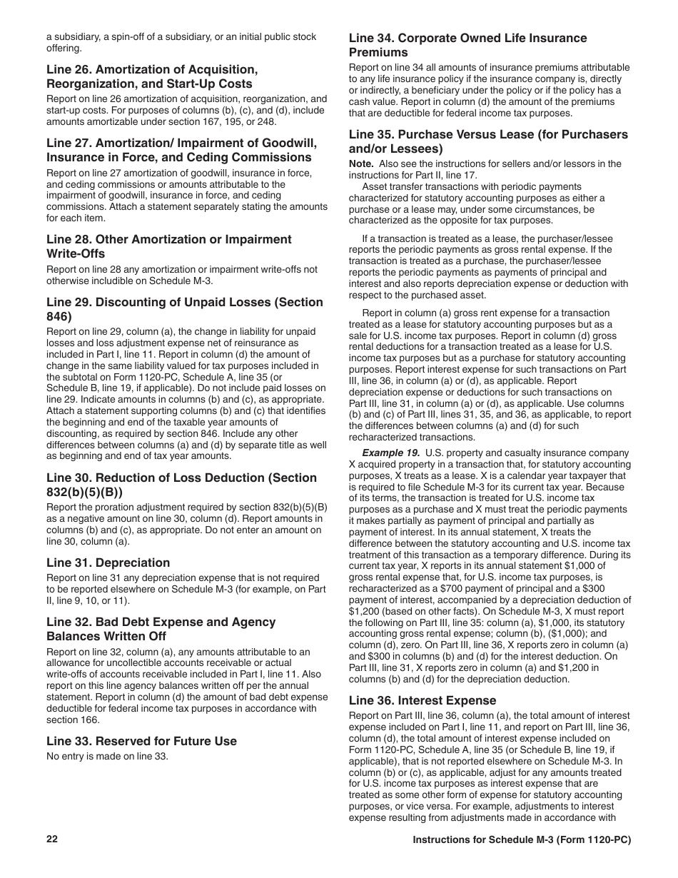 Instructions for IRS Form 1120-PC Schedule M-3 Net Income (Loss) Reconciliation for U.S. Property and Casualty Insurance Companies With Total Assets of $10 Million or More, Page 22