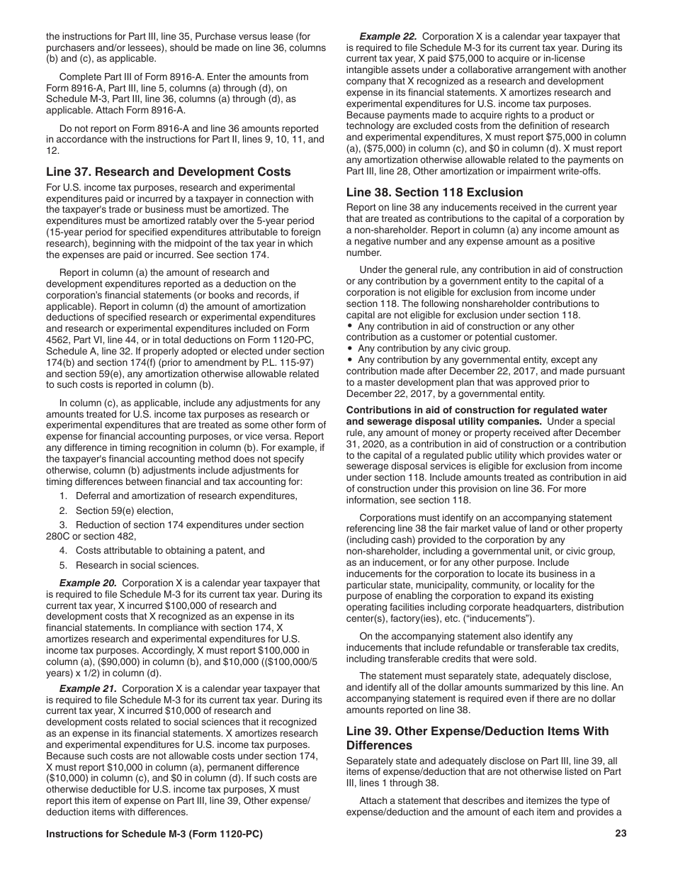 Instructions for IRS Form 1120-PC Schedule M-3 Net Income (Loss) Reconciliation for U.S. Property and Casualty Insurance Companies With Total Assets of $10 Million or More, Page 23