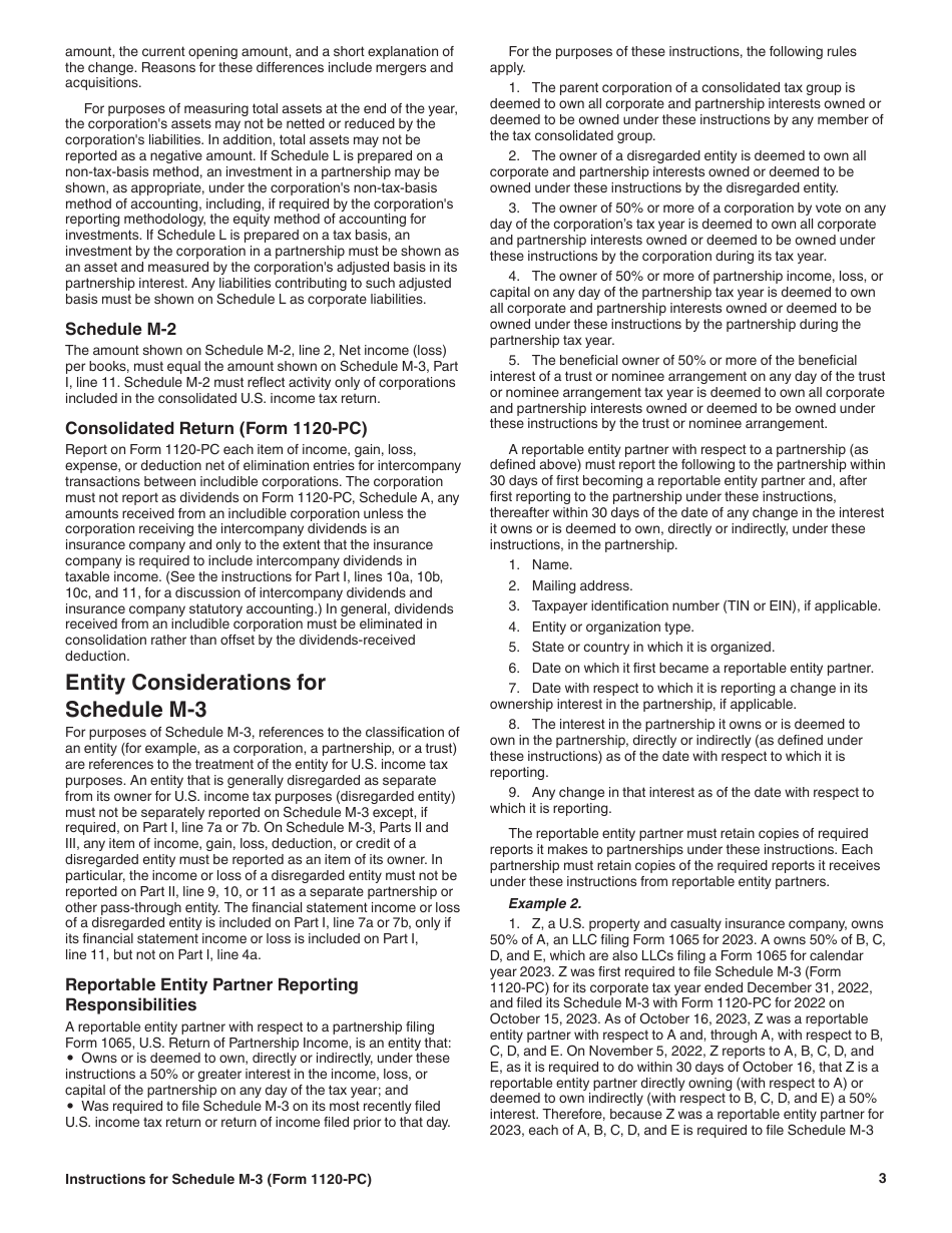 Instructions for IRS Form 1120-PC Schedule M-3 Net Income (Loss) Reconciliation for U.S. Property and Casualty Insurance Companies With Total Assets of $10 Million or More, Page 3
