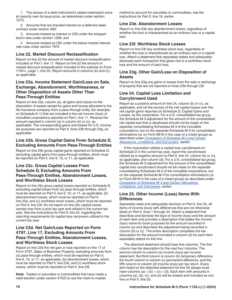 Instructions for IRS Form 1120-L Schedule M-3 Net Income (Loss) Reconciliation for U.S. Life Insurance Companies With Total Assets of $10 Million or More, Page 18