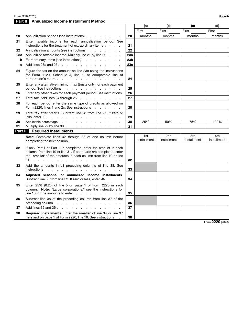 IRS Form 2220 Underpayment of Estimated Tax by Corporations, Page 4