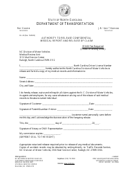 Document preview: Form DL-22 Authority to Release Confidential Medical Report and Release of Claim - North Carolina