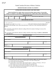 Document preview: Form MVR-180 Odometer Disclosure Statement - North Carolina