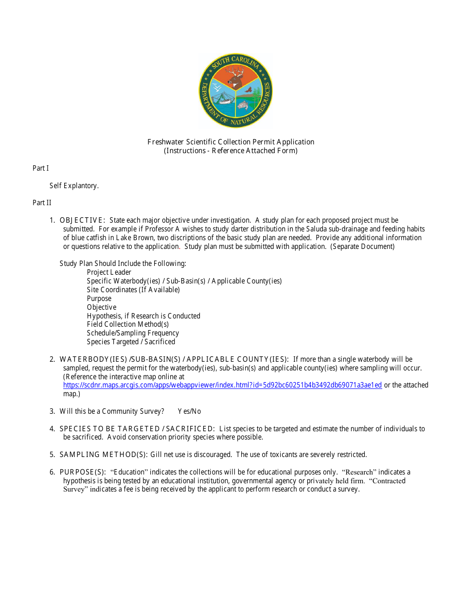 Freshwater Scientific Collection Permit - South Carolina, Page 3