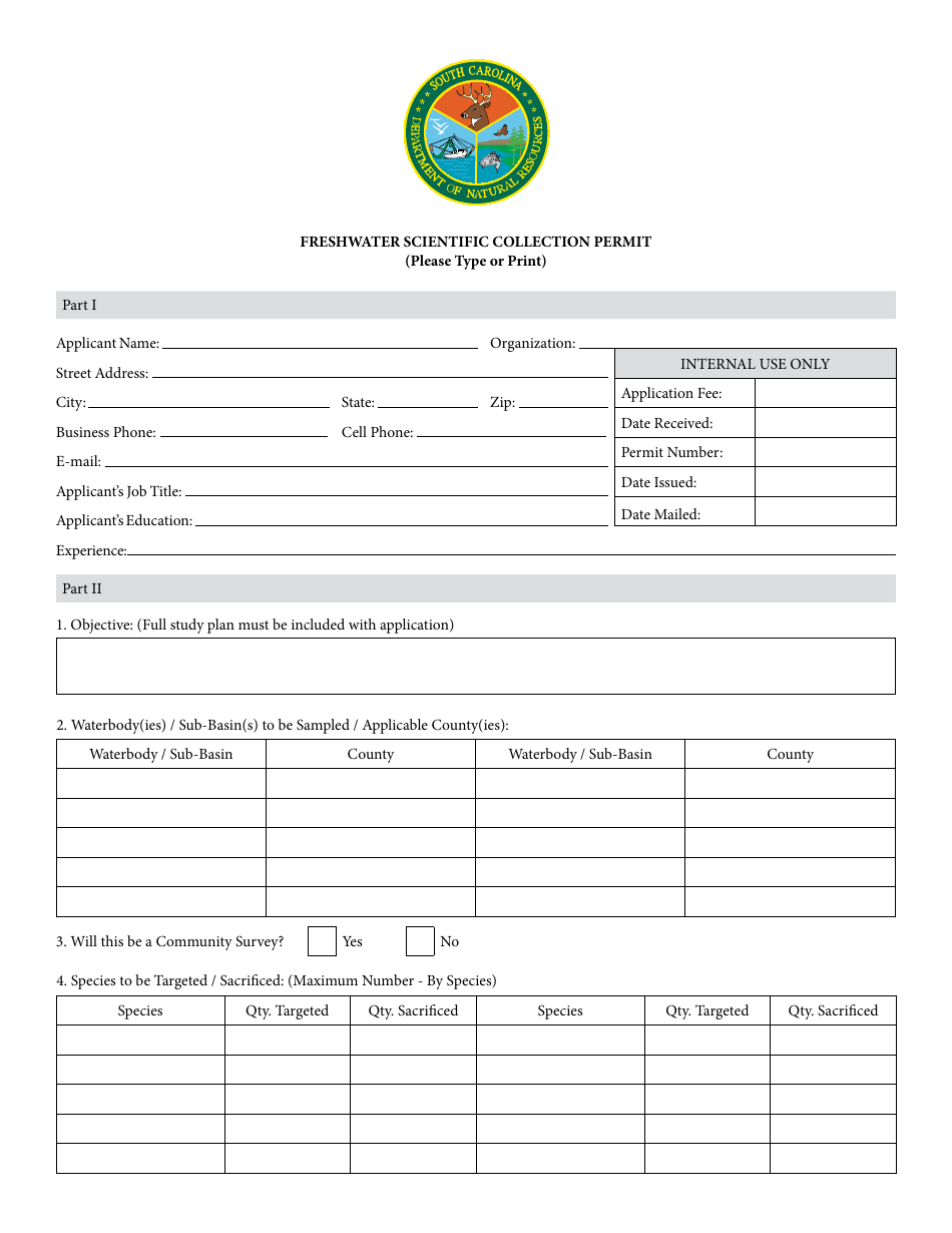 Freshwater Scientific Collection Permit - South Carolina, Page 4