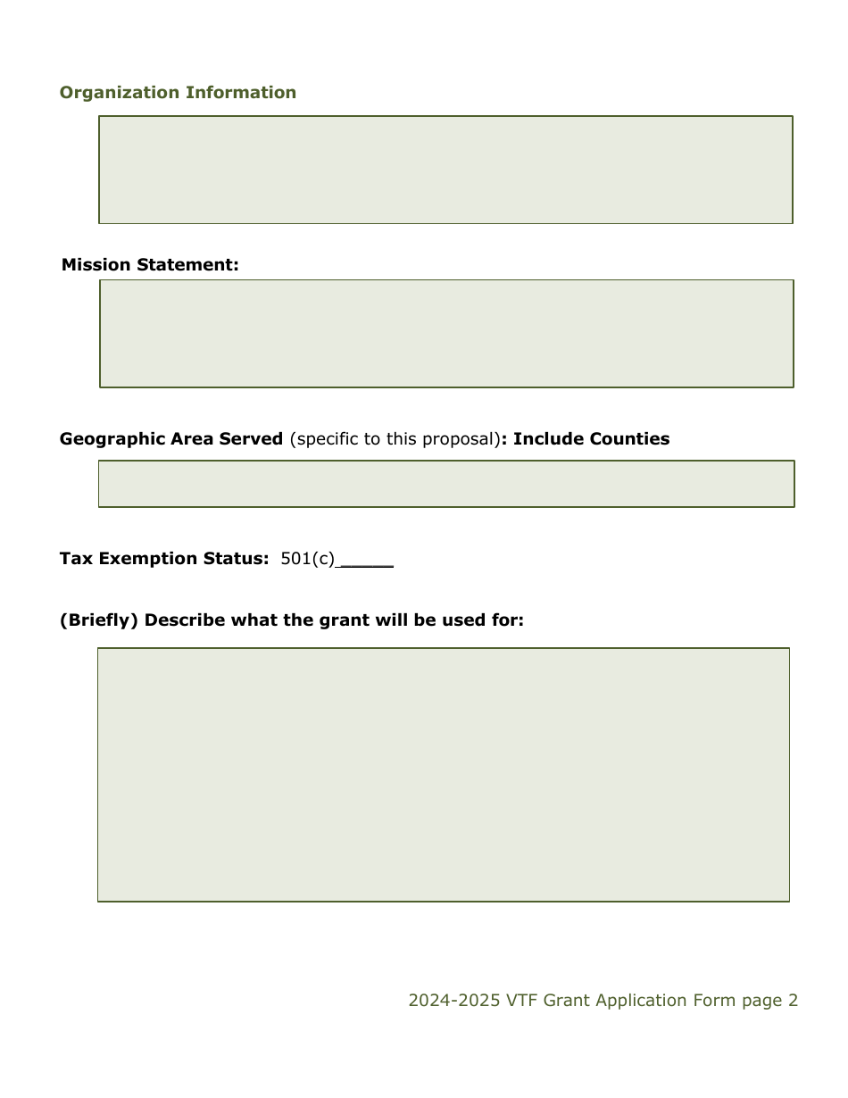 Vtf Grant Application Form - Colorado, Page 2