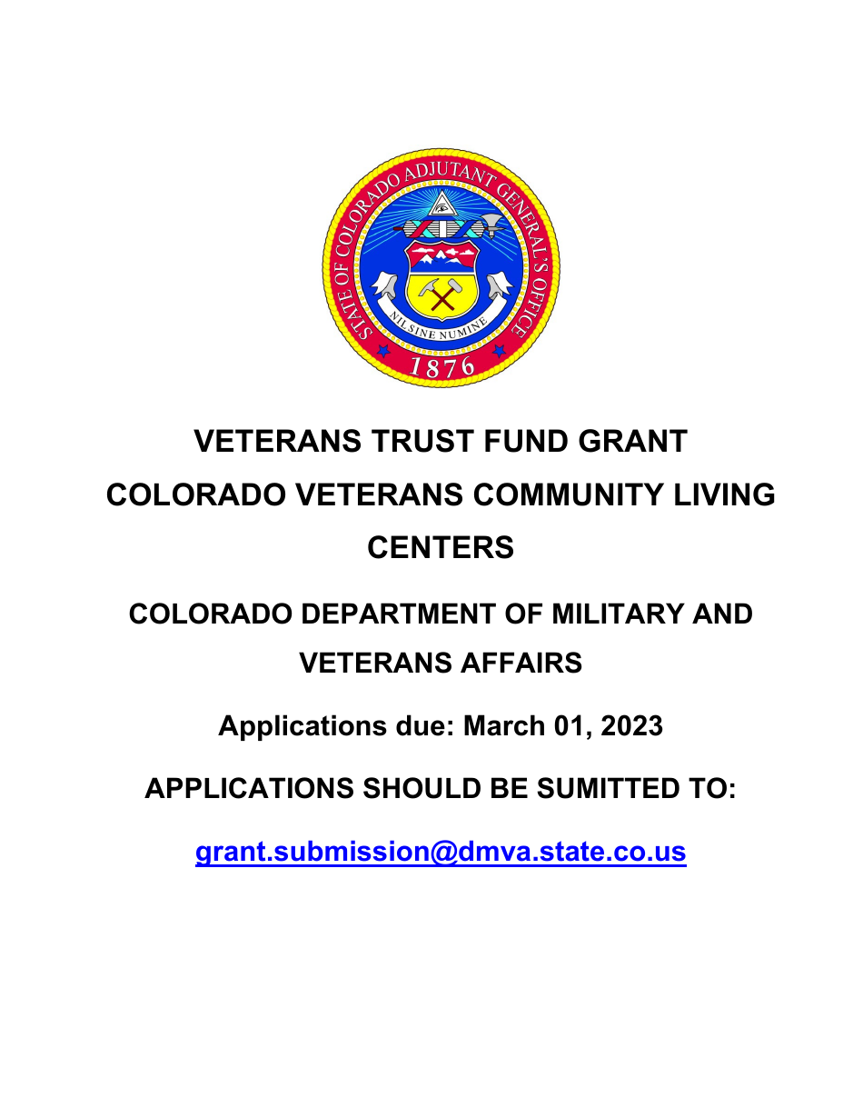 Vtf Vclc Grant Application Form - Colorado, Page 1