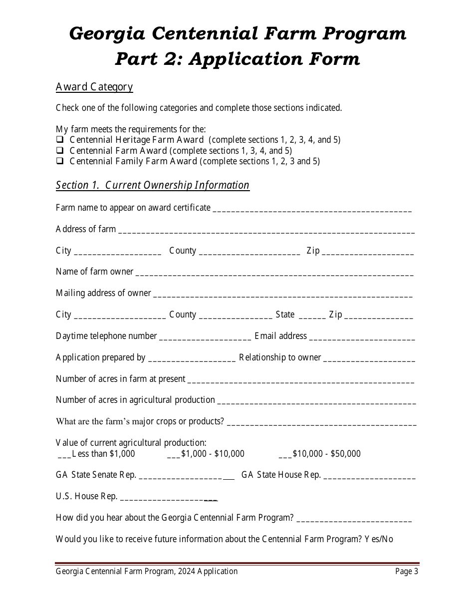 Georgia Centennial Farm Program Application - Georgia (United States), Page 4