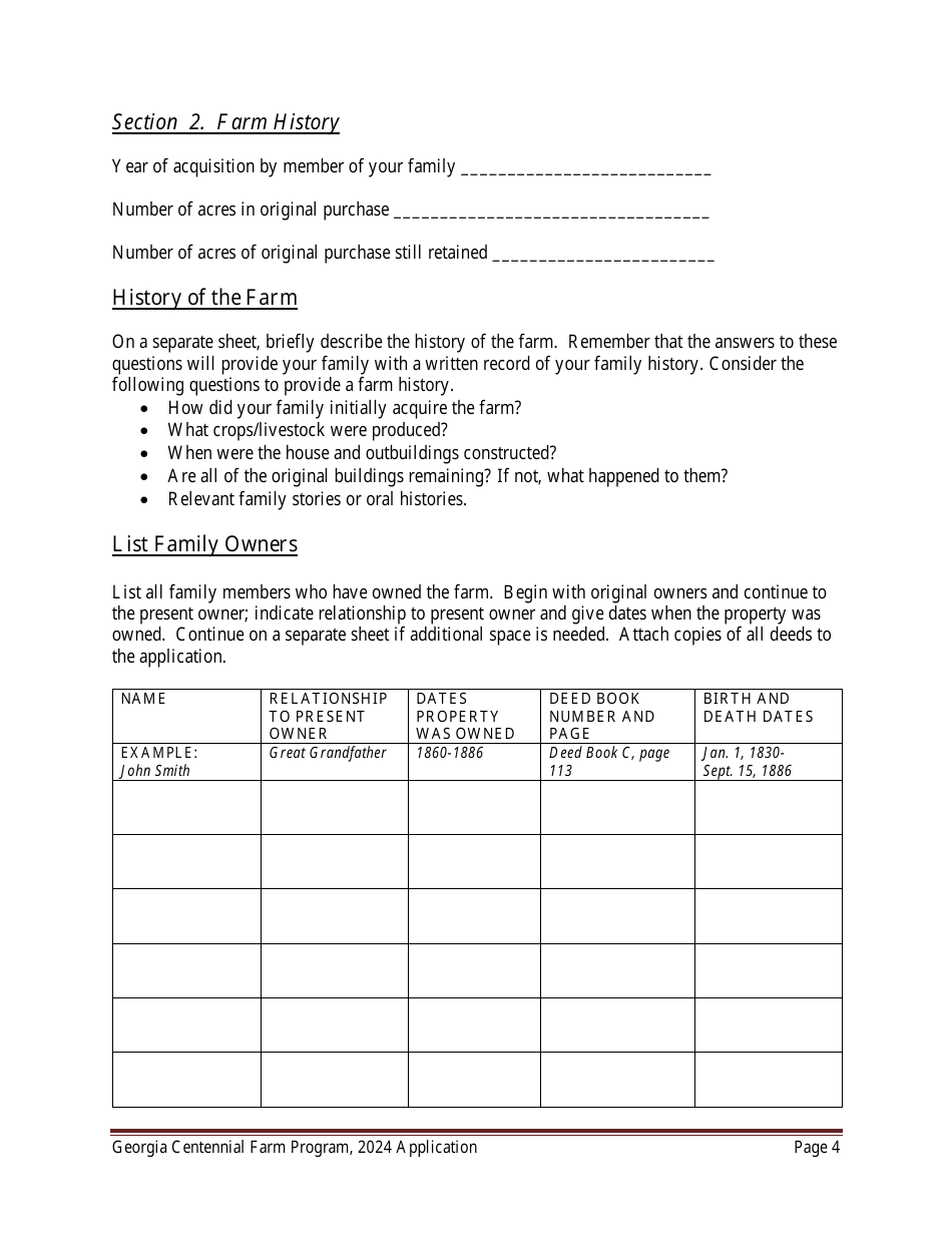 Georgia Centennial Farm Program Application - Georgia (United States), Page 5