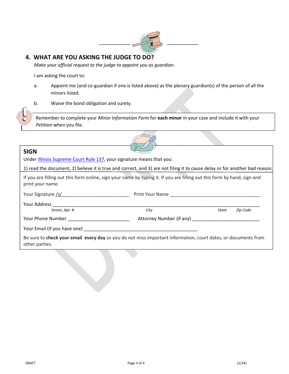 Illinois Petition For Plenary Guardianship Of A Minor (Person Only ...