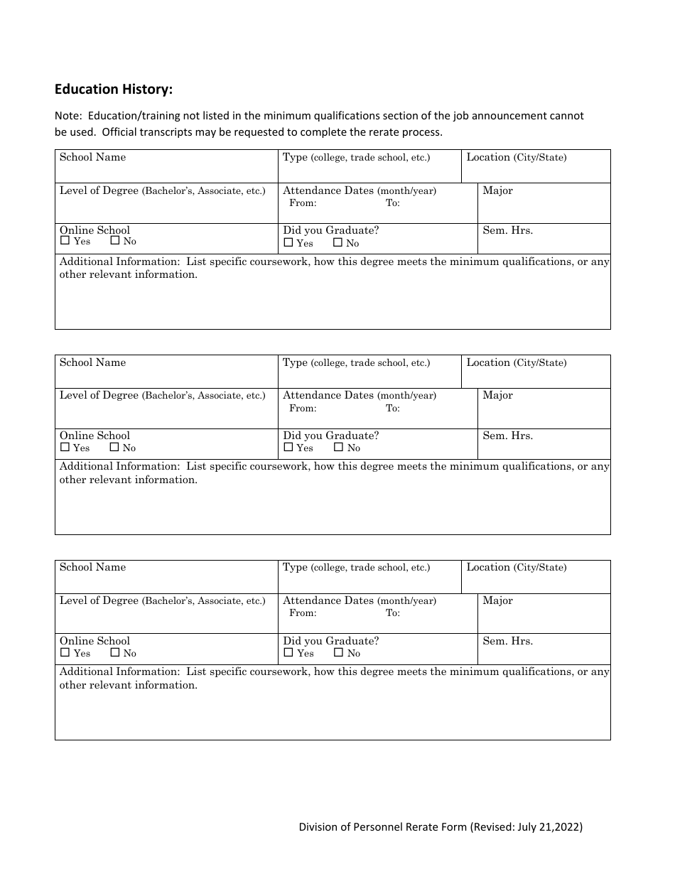 Rerate Request Form - West Virginia, Page 2