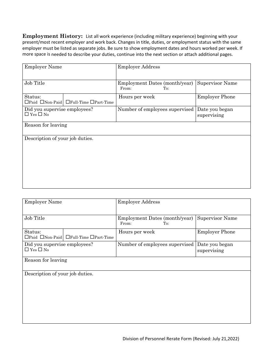 Rerate Request Form - West Virginia, Page 6