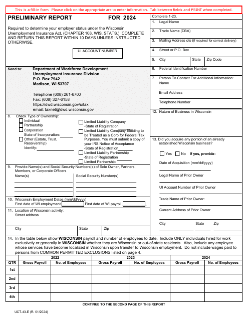 Form UCT-43-E 2024 Printable Pdf