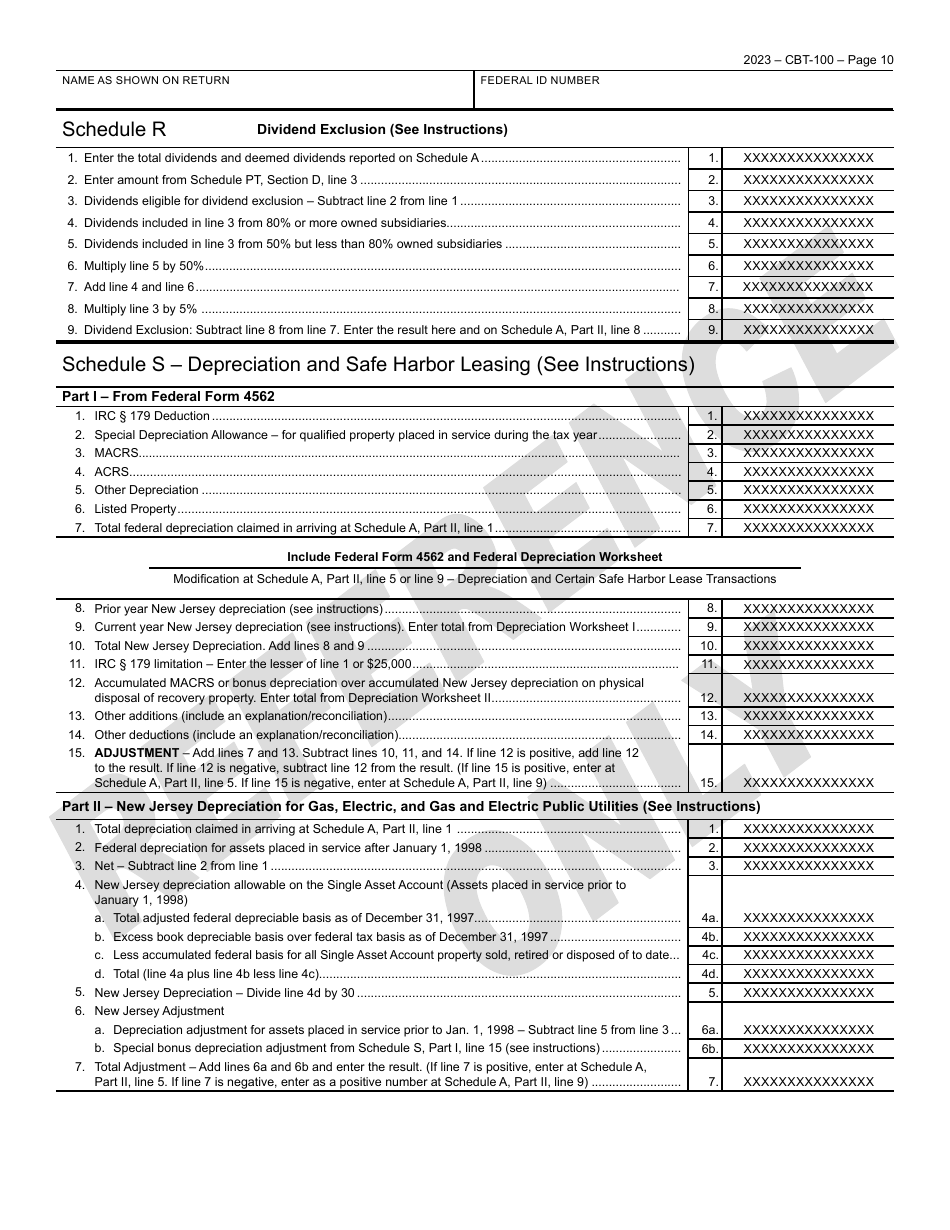 Form CBT-100 New Jersey Corporation Business Tax Return - New Jersey, Page 11