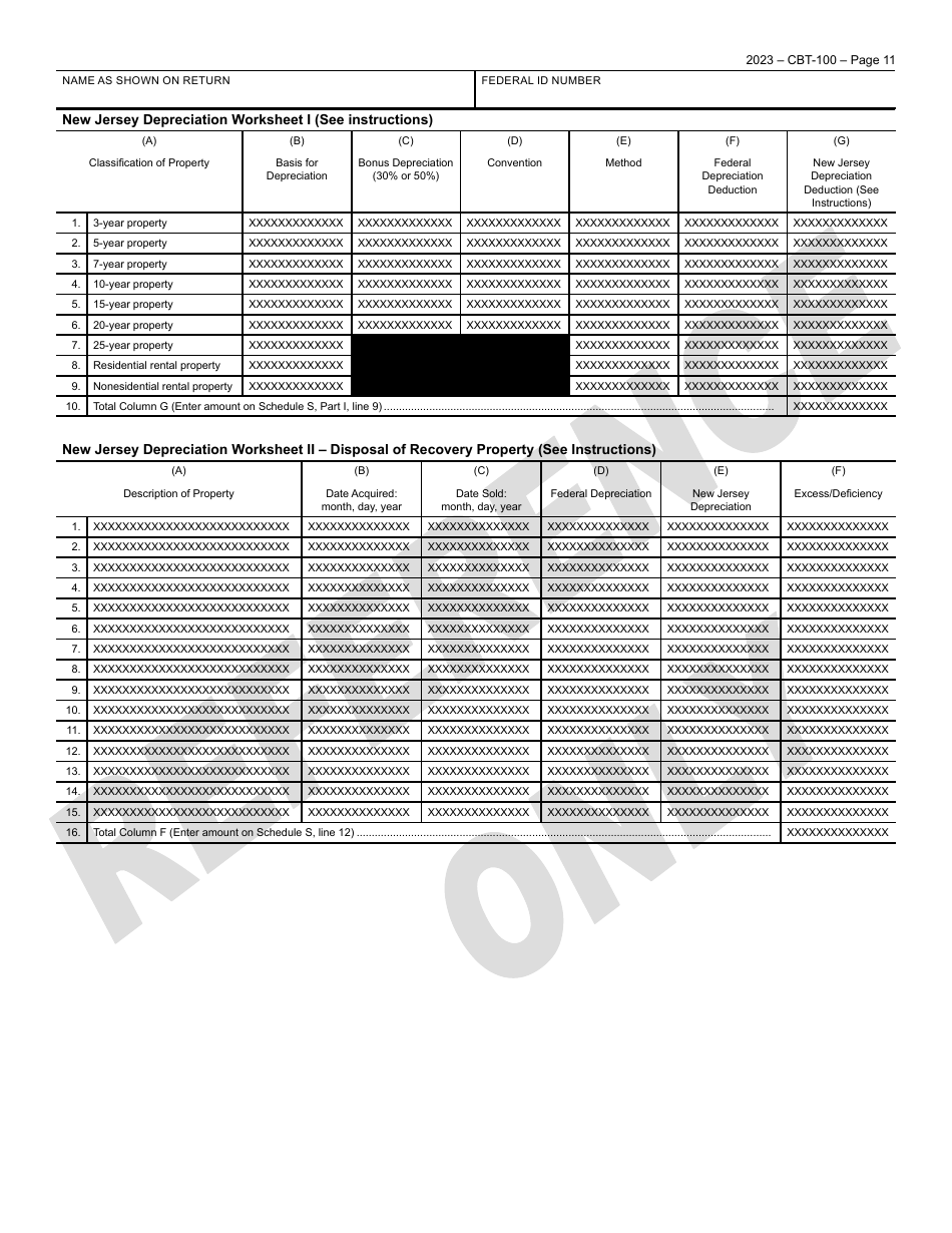 Form CBT-100 New Jersey Corporation Business Tax Return - New Jersey, Page 12