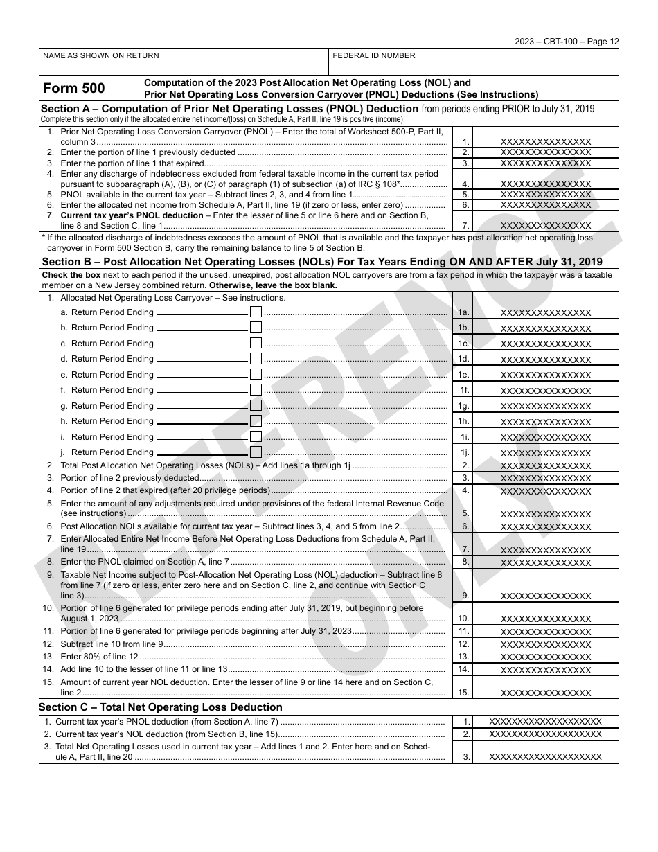 Form CBT-100 New Jersey Corporation Business Tax Return - New Jersey, Page 13